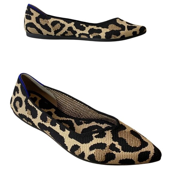 Rothys Womens Leopard Print Pointed Toe Flats Knitted Shoes Size 7.5 - Picture 3 of 8